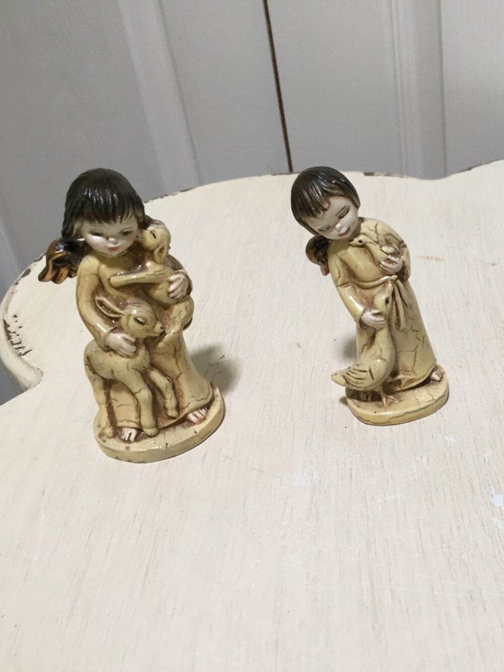 Vintage Nativity 4 Piece Angel, Lambs, Ducks Set Ortigas Made in Spain Whimsical